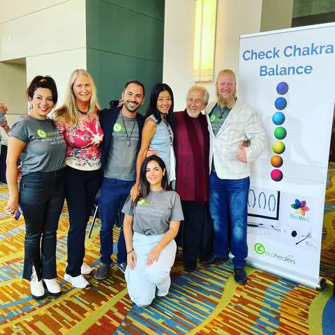 Participants in a chakra-balance convention